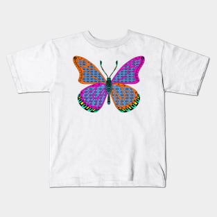 miss butterfly mariposa in mexican kawaii totonac patterns Kids T-Shirt